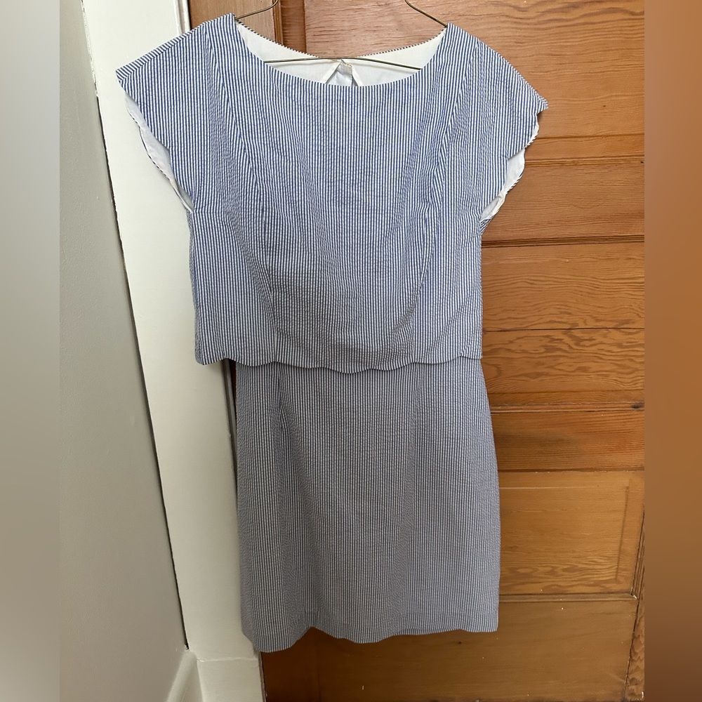 Lauren James seersucker cut out back dress